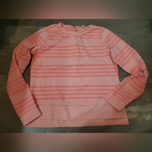 Lululemon Run: Warm Up Crew. Orange and pink. Stripes. Size 6. - Picture 5 of 14